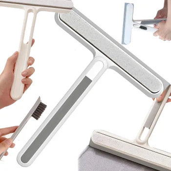 Window Squeegee and Cleaner with Crevice Brush
