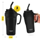 MOUNTAIN GOAT Thermal Mug with Straw 650 ml, Black
