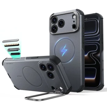 ESR Cyber Tough Kickstand MagSafe Case for iPhone 18 Pro / 17 Pro, Gray