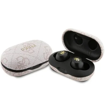Belaidės ausinės Guess 4G Metal TWS Bluetooth 5.3 su ENC ir įkrovimo dėklu, rožinės