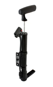 Floor Bicycle Pump with Interchangeable Nozzles, Metal/Plastic, Black
