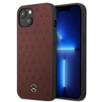 Mercedes iPhone 13 mini Case Leather Stars Pattern, Red