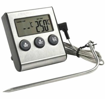 Digital Meat Thermometer with Probe and Timer for Oven and Grilling