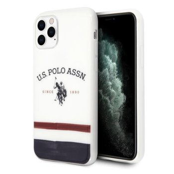 Apple iPhone 11 Pro 5.8'' US Polo Tricolor Pattern Collection Case Cover (USHCN58PCSTRB), White
