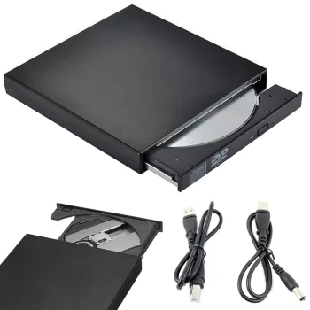 External USB CD/DVD-RW Drive Burner and Writer, Black