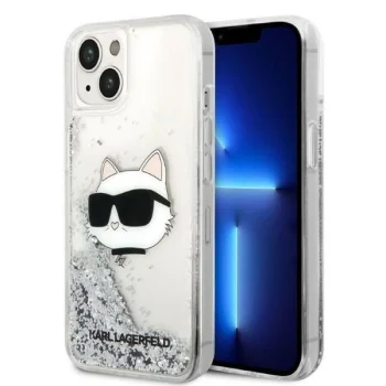 Karl Lagerfeld iPhone 14 Plus Case Glitter Choupette Head Silver