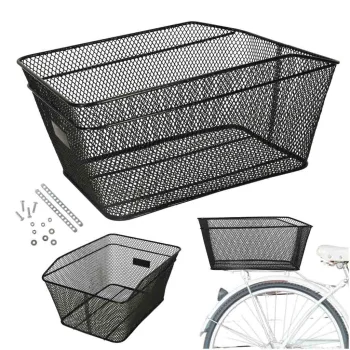 Rallex Metal Rear Bicycle Basket, Black