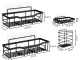 Hanging Bathroom Shelf Set, Metal, Black, 5 pcs