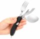 Travel Camping Folding Pocket Knife Portable Multifunctional Picnic Сutlery Set, Black