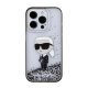 Karl Lagerfeld iPhone 15 Pro Case Liquid Glitter Ikonik, Transparent