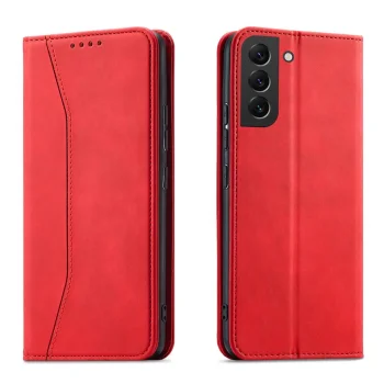 Atverčiamas dėklas Magnet Fancy Case skirtas Samsung Galaxy S23+ su stovu ir pinigine, raudonas