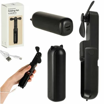 Portable Mini USB Fan 2in1 with Powerbank Function, Black