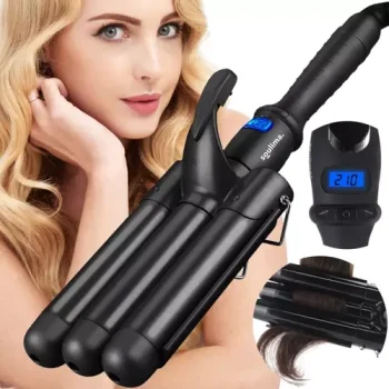 Soulima 00019389 3-Barrel Hair Waver, Black