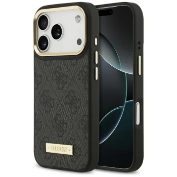Guess 4G Logo Plate MagSafe Case for Apple iPhone 17 Pro, Black