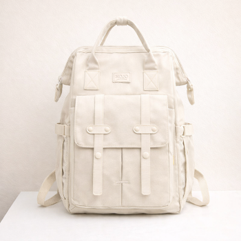 Spacious City Backpack for A4 Format, Cream
