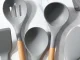 Kitchen Knife and Utensil Set with Block and Cutting Board, 19 Pieces, Grey