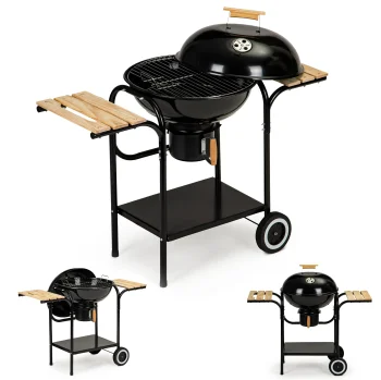 MultiGarden Charcoal Garden Grill with Lid and Shelves, 40 cm