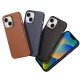 Dux Ducis Naples Leather Case for iPhone 14 Plus MagSafe Compatible, Dark Brown