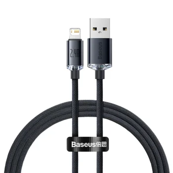 Baseus Crystal Shine USB-A to Lightning Cable 1.2m 2.4A, Black