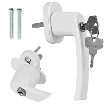 Universal Locking Window Handle with Key for Child Safety, White