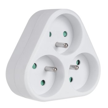 Maclean MCE214 3-Way Socket Adapter with Grounding, 16A, White