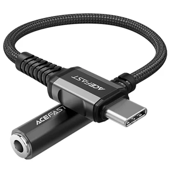 Acefast C1-07 USB Type C to 3.5mm Mini Jack Audio Adapter Cable 18cm, DAC, Black