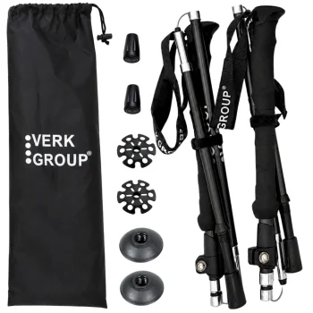 Folding Trekking and Nordic Walking Poles, Black