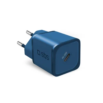 Sbs 20W GaN Wall Charger with Power Delivery, Blue