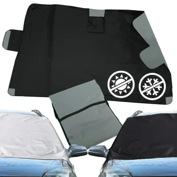 Universal Car Windshield Sun and Frost Cover, 160x120 cm, Black/Grey