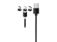 Magnetic Charging Cable 3-in-1 Micro USB / Type-C / Lightning, 1m, Black