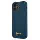 Guess iPhone 12 mini Case Silicone Vintage Gold Logo, Blue