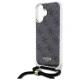 Guess iPhone 16 Case Crossbody Cord 4G Print, Black