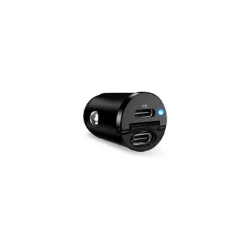 Puro Mini 30W Power Delivery Car Charger, 2 x USB-C, Black