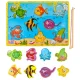 Wooden Magnetic Fishing Puzzle Game with Rod, 10 Pieces