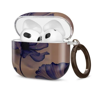 Dėklas Tech-Protect Lamano ausinėms AirPods 4, rudas ir violetinis