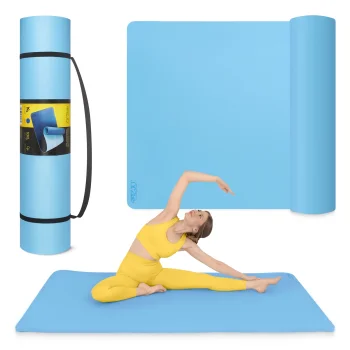4FIZJO Large Non-Slip Exercise Mat TPE 200x125x2 cm, Light Blue