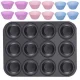 Teflon Mold Muffin Cupcake Baking Dish + 12 Silicone Molds