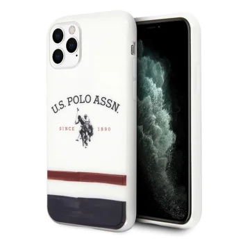 Apple iPhone 11 Pro Max 6.5'' US Polo Tricolor Pattern Collection Case Cover (USHCN65PCSTRB), White