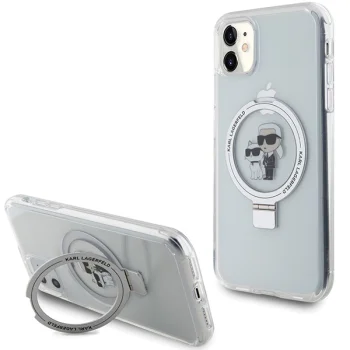 Karl Lagerfeld iPhone 11 / XR Case Ring Stand Karl & Choupette MagSafe, White