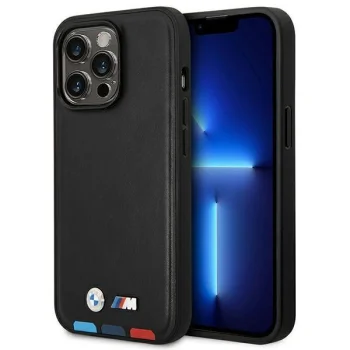 Apple iPhone 14 Pro 6,1" BMW Leather Stamp Tricolor Case Cover (Bmhcp14l22ptdk), Black