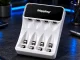 Maxday C704Y4 AA/AAA Battery Charger with LCD Display and USB-C, White