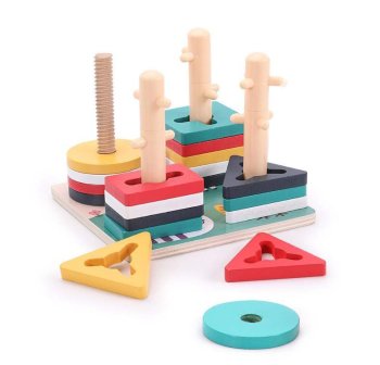 Wooden Shape Sorter and Stacker Toy Jhtoy-315