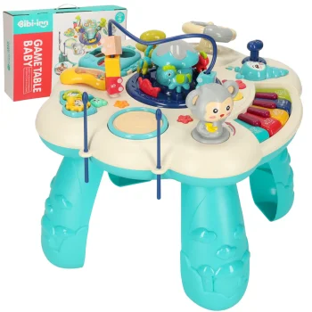 Bibi-inn Educational Interactive Activity Table with Piano and Drums, Blue