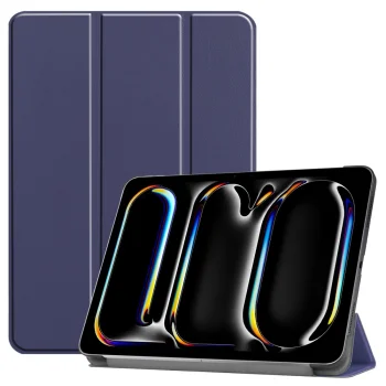 Apple iPad Pro 11'' (2024) (A2837 A2925) PU Leather Protective Tri-fold Book Case Cover, Blue