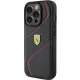 Ferrari Twist Metal Logo dėklas telefonui iPhone 15 Pro, juodas