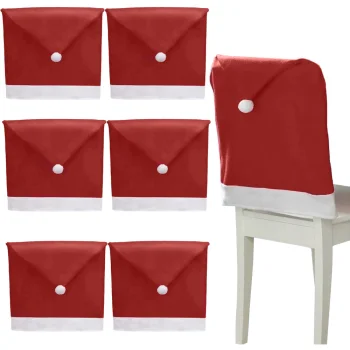Christmas Chair Covers Santa Hat 6 Pcs Red