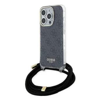 Guess iPhone 15 Pro Max Case Crossbody Cord 4G Print, Black