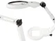 Large Desktop Jeweler Magnifier 12x 8x with 18 LED USB, White/Black