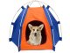 Foldable waterproof pet tent for dogs and cats, blue, orange
