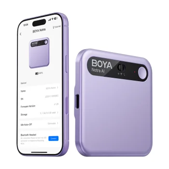 BOYA Notra AI Voice Recorder, 64 GB, Wi-Fi, Bluetooth, Purple